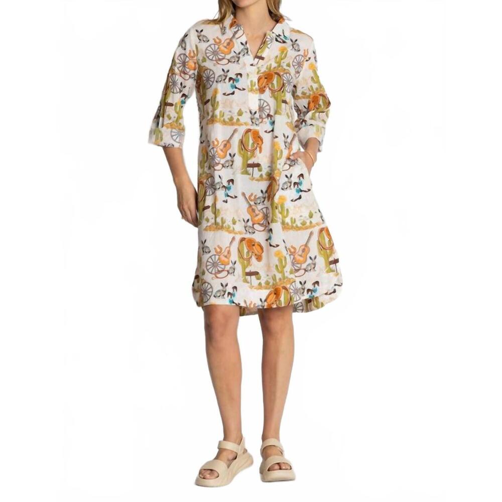 NEW LULALIFE prairie mini shirtdress in cream